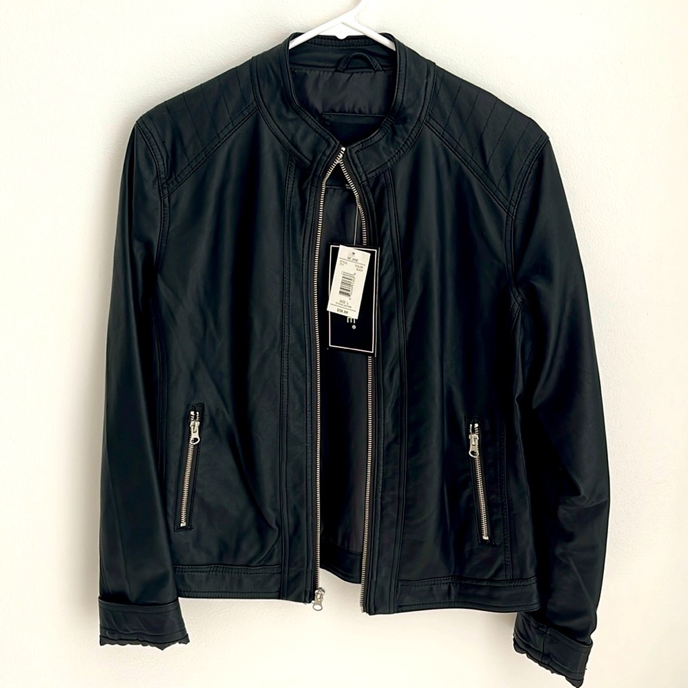 Faux Black Leather Moto Jacket